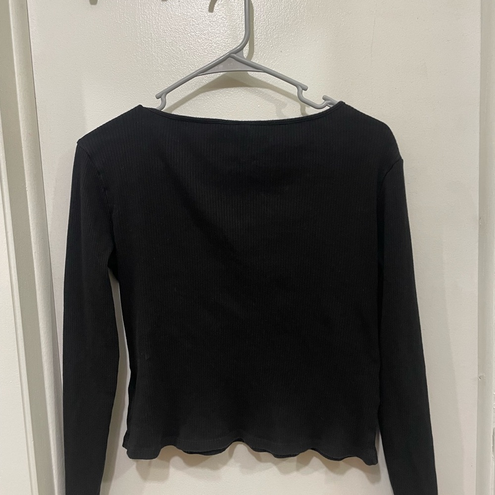 H&M Black Basic Ribbed Shirt - Picture 2 of 3